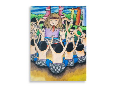 'Kecak' Dance in Bali artwork bali child crayon fine art performance