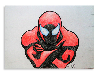 Black-Red Spiderman artwork colored pencils fine art spiderman spidey