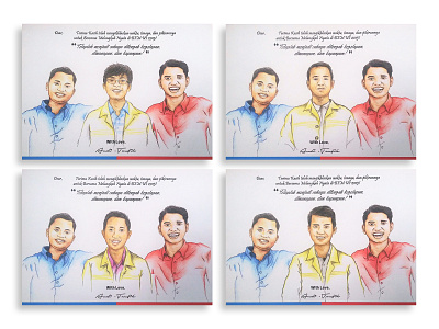 Sketch of President, Vice-President, and Members of BEM UI 2015 artwork colored pencils craft fine art portrait sketch souvenir