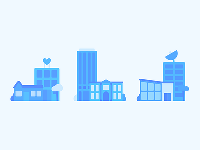 Tiny houses antenna blue building buildings house illustration office public space