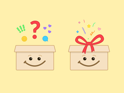 Box bonanza box character confetti gift happy heart present ribbon smile subscription box surprise