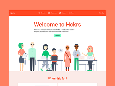Hckrs homepage hero hero home homepage illustration marketing website people site tech website