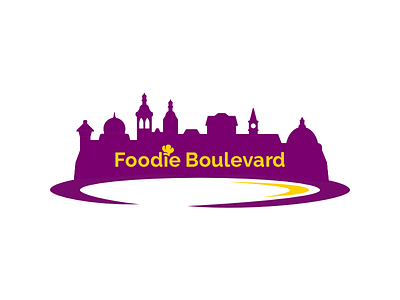 Foodie Boulevard Logo brand buildings city dish food foodie boulevard logo plate silhouette urban