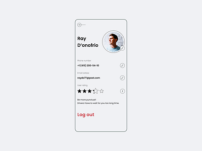 Daily UI 006 - User Profile for taxi app app clean daily 100 challenge design flat minimal taxi app ui user profile