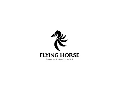 FLYING HORSE LOGO animal beautiful creature design fantasy flying horse illustration legend logo magic myth mythology pegasus stallion vector white wild winged wings