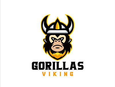 gorillas viking abstract animal business design game logo mascot symbol technology trendy vector