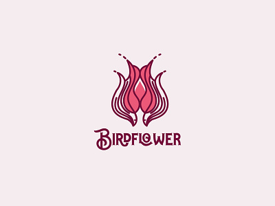 two birds and a rose logo abstract bird brand branding business combination design fly illustration logo rose symbol technology two vector