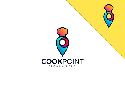 Cook point logo abstract branding business chef cook design food illustration logo maps point restaurant symbol technology ui vector