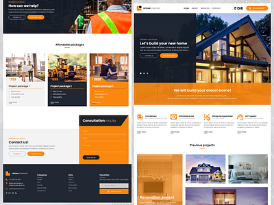 Construction company website layout concept