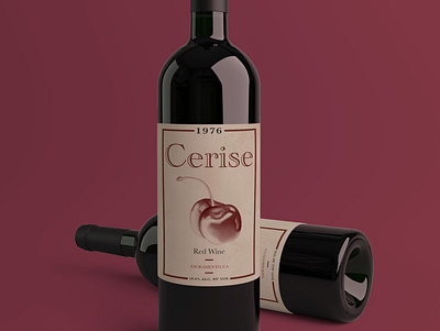 Cerise Wine Mockup branding design ipad label design mockup design procreate wine bottle wine label