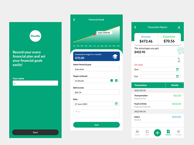 PlanMo - Aplikasi Pencatatan Keuangan finance app ui uiux ux