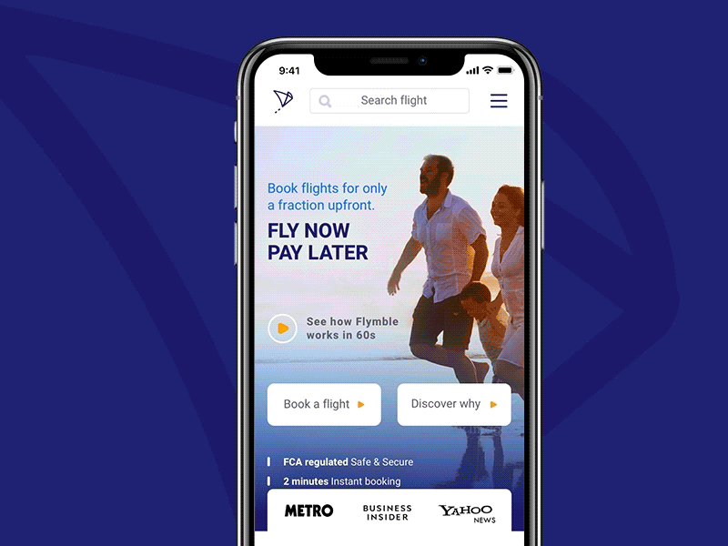 Mobile Flight Booking interaction travel ticket startup search flymble flying flight ecommerce booking 7ninjas