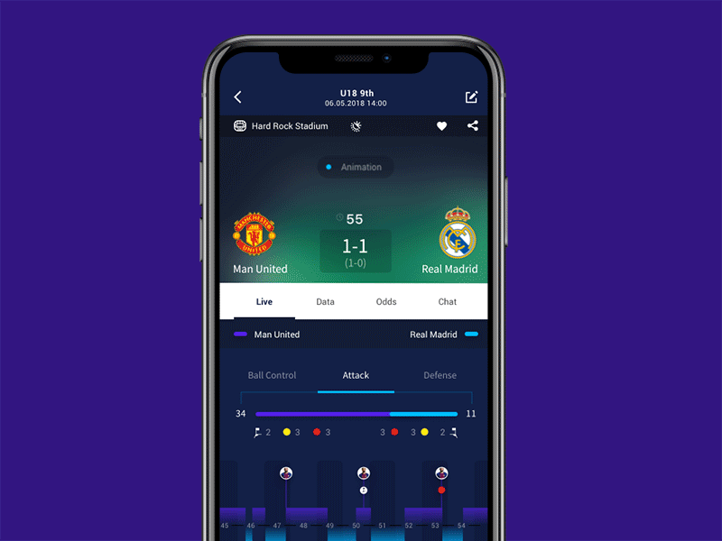 Football App interaction soccer app football interface mobile app ui animation