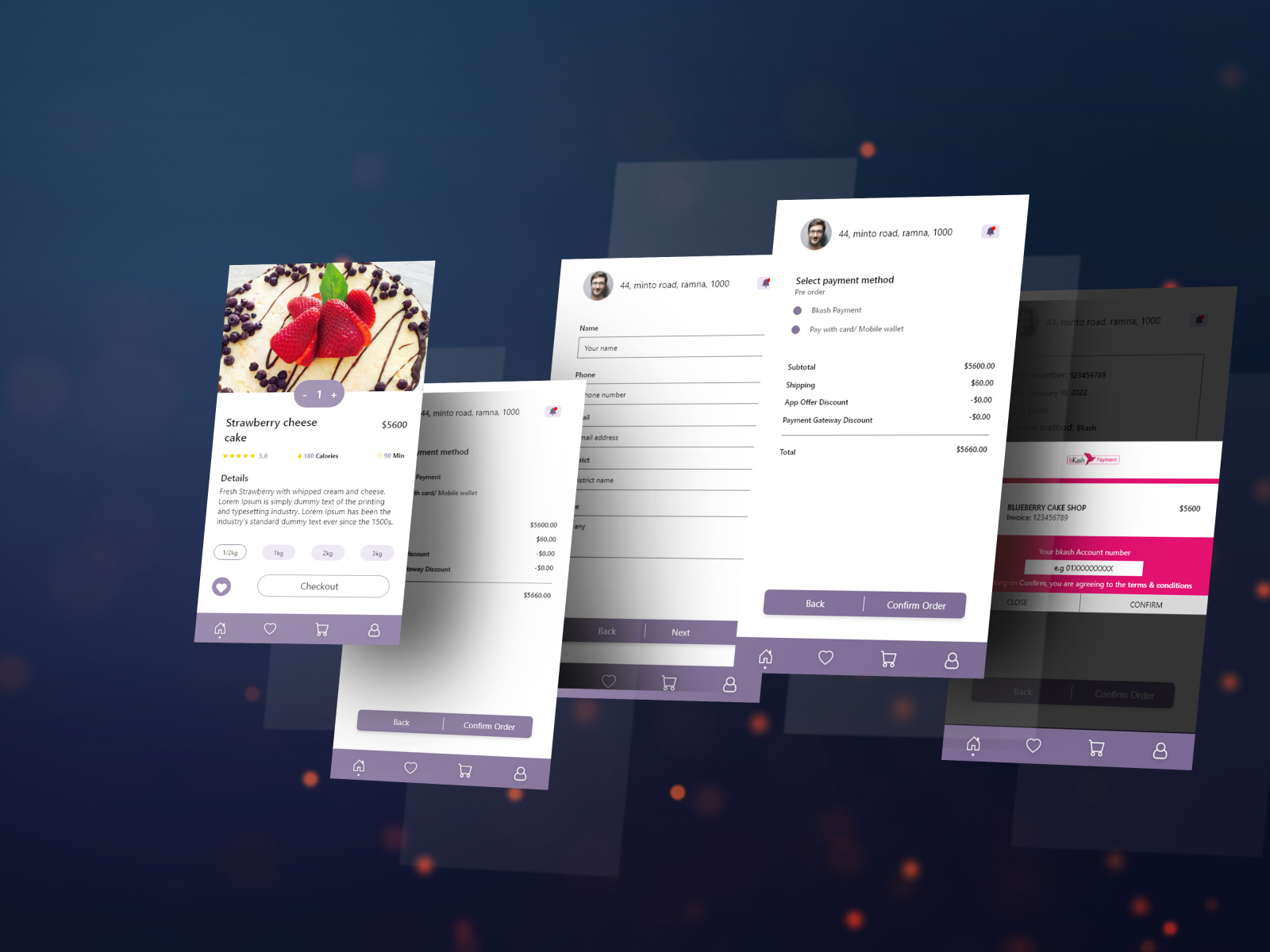 Cake shop app UI payment method by Afsana Khan on Dribbble