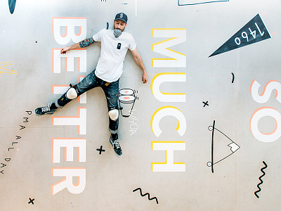 New Portfolio/Shop bright doodle floor illustration installation lettering mural pma signpainting skateboard squiggle type