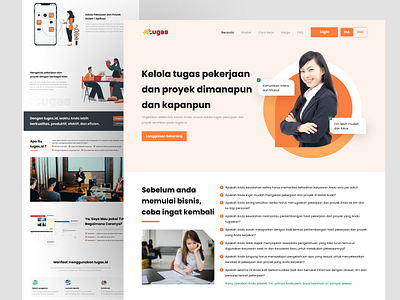 Tugas - Task Management Application app branding clean design get started home illustration indonesia landing page login logo management orange startup task ui vector web web design website