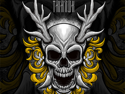 Skull grey apparel artwork darkart illustration tshirt