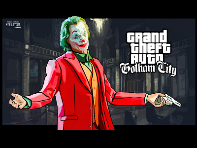 Joker GTA inspired art art batman branding design grand theft auto grand theft auto 5 grand theft auto v gta gta 4 gta 5 gta iv gta v gtaiv gtav illustration joker joker movie