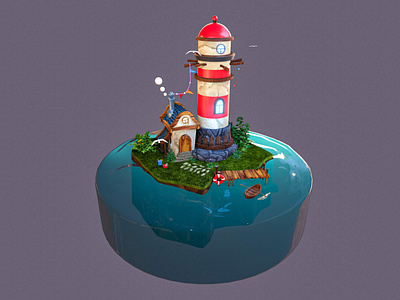 3D lighthouse diorama blender