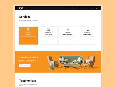 Furniture Website Services Page clean design furniture interior landing page ui website