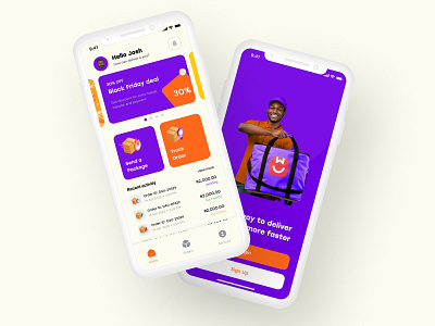 Delivery App Screen - Customer App delivery delivery app delivery dashboard design dispatch home screen mobile app order app send package app ui uiux welcome screen