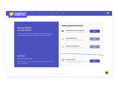 Onboarding SaaS Checklist design ui