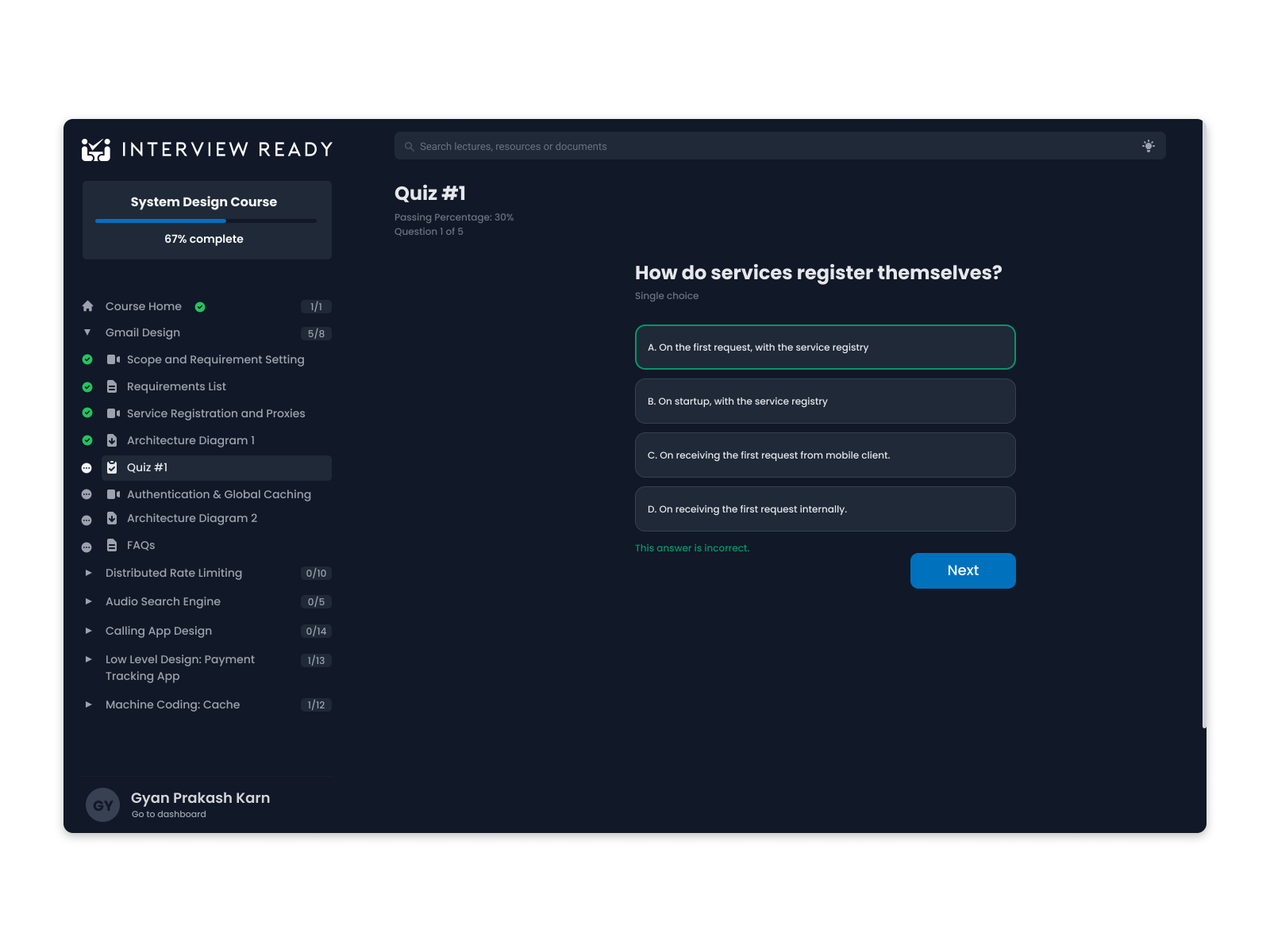 Multiple Choice Questions Quiz UI + Sidebar by Gyan Prakash Karn on