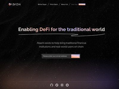 Abachi Defi blockchain project landing page