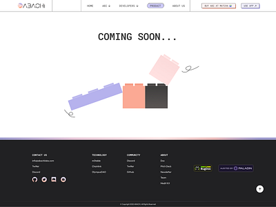 Abachi product coming soon page design abachi blocks defi illustration lego melbourne web 3.0 web design