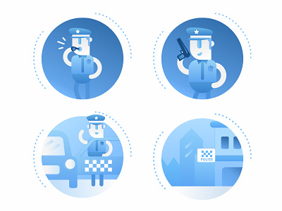 Police elements illustration blue icon illustration mpol police