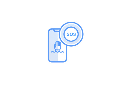 SOS Message Icon blue illustration iphonex lineicons vector