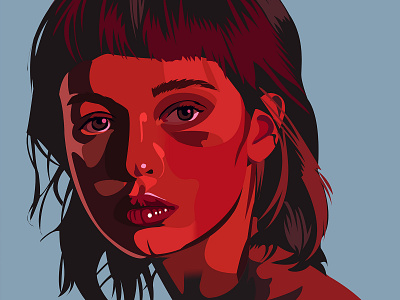 Vector - Girl art beautiful digital art girl illustration illustrator portrait red vector