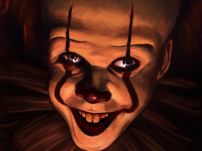 Pennywise clown creepy digital art digital painting fanart film study horror illustration illustrator it pennywise photoshop