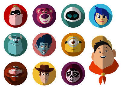 Pixar Characters Icons art character design icon illustrator pixar vector