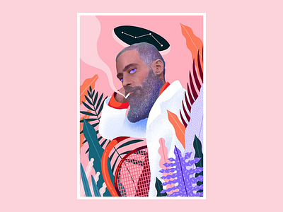 Camilo Pessanha beard colorful doodles illustration photoshop plants portrait portrait art portrait illustration vintage