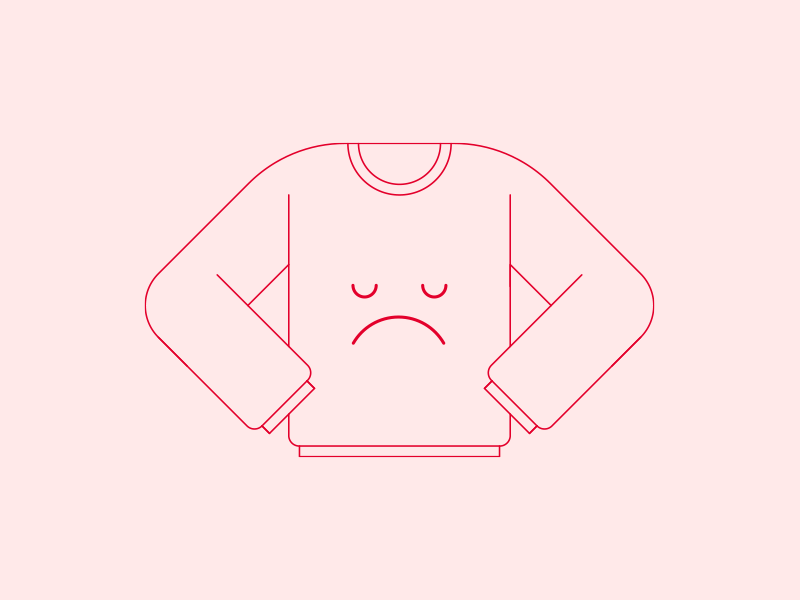 Amor à camisola 2d character design flat illustration line minimal sad smile smiley face sweater sweatshirt vector