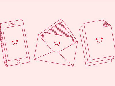 Phone calls, e-mails and paper work character documents email happy illustration iphone line minimal phone sad smiley face