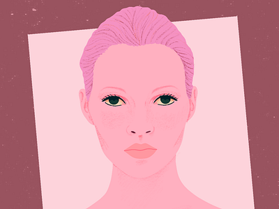 Kate Moss II girl illustration kate moss millennial pastel pink portrait texture