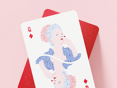 Last Queen of France, Marie Antoinette 2d deck of cards illustration kirsten dunst marie antoinette playing cards portrait procreate queen of diamonds queen of france