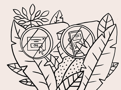 UX Research binoculars concept hand drawn illustration observation outline plants procreate ux reserach