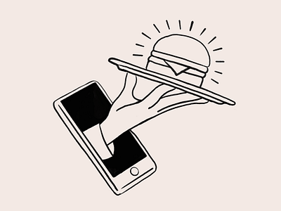Service Design burger food hand drawn illustration line phone procerate service design sketch