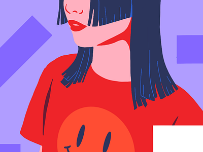 The Hime Cut cut detail girl hair hairstyle hime illustration japanese portrait portrait illustration procreate shapes smiley face