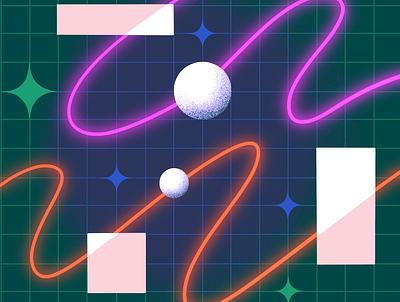 Neon / Shapes / Space abstract geometric grid illustration neon procreate retro