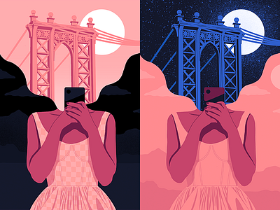 Manhattan Bridge bridge dress girl manhattan new york new york city phone procreate texture