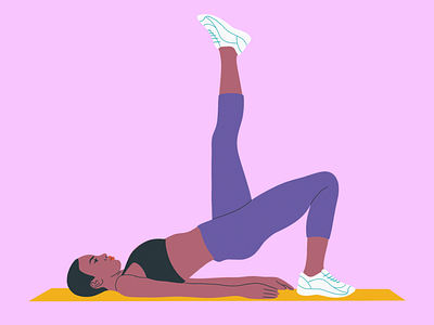 Exercising black character exercise exercising flat girl illustration legs line mat poc woman