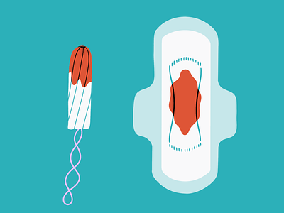 Period 2d blood flat illustration line menstrual pad menstruation period tampon