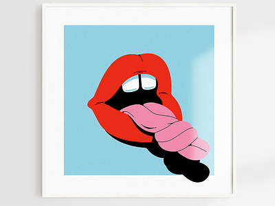 Tongue-tied Glicée Art Print art print flat fun glicée illustration lips mouth tongue