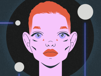 Portrait of a girl in space