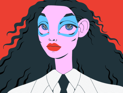Portrait of a girl with blue eyeshadow