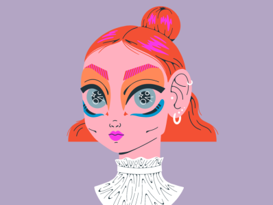 Portrait of a girl bun character collar girl hair illustration portrait ruffle woman
